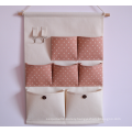 Cotton Fabric Wall Door Hanging Storage Organizer with 12 Pockets and 2 Hooks Home Closet Shelves